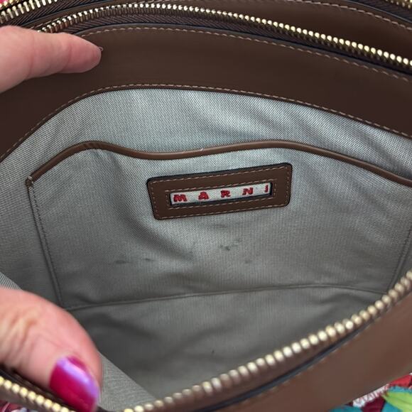 Marni Light Brown Dark Tan Bandoleer Double 2-in-1 Crossbody Bag - Picture 7 of 12